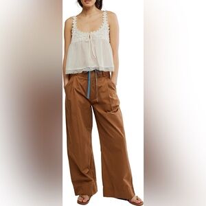 NWT Free People Buckle Belt Cotton WIde Leg Pants